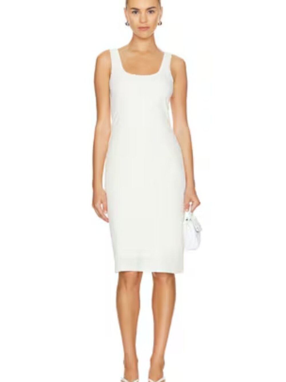 Vince Cream Textured Scoop Neck Midi Dress